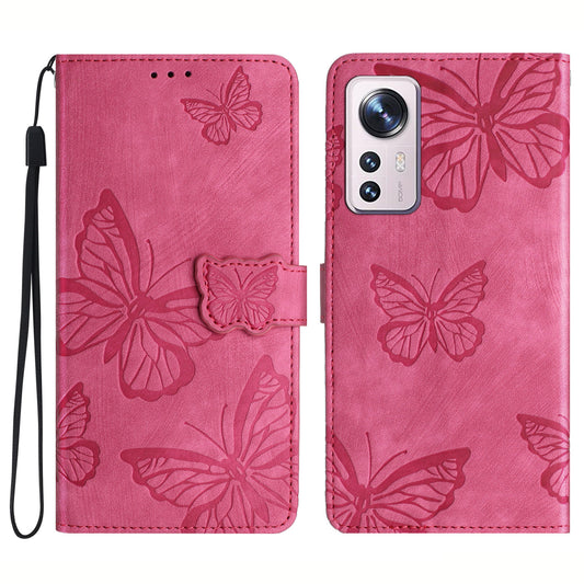 For Xiaomi 12 Lite 5G PU Leather Wallet Phone Case Skin-touch Butterfly Imprinted Phone Stand Cover