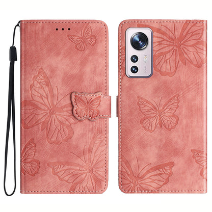 For Xiaomi 12 Lite 5G PU Leather Wallet Phone Case Skin-touch Butterfly Imprinted Phone Stand Cover