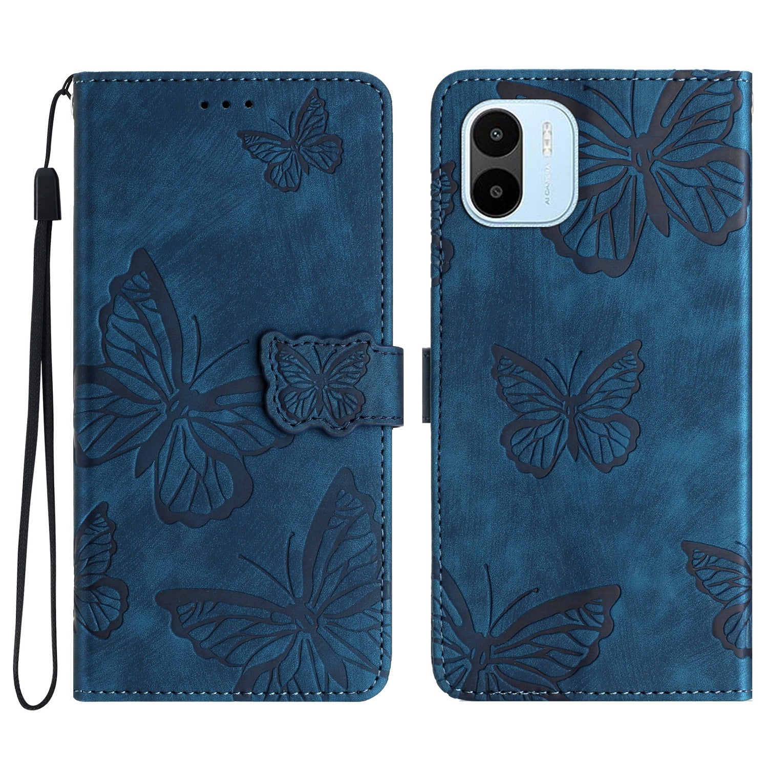 For Xiaomi Redmi A1 4G / A2 4G Butterfly Imprinted Leather Phone Case with Stand Wallet