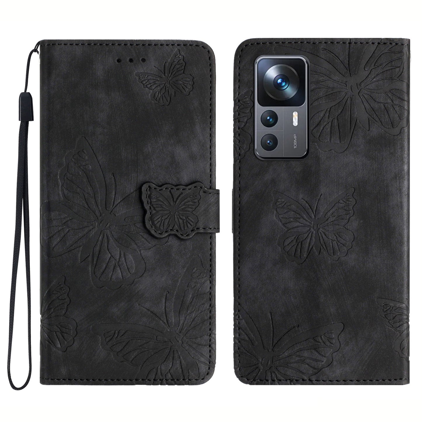 For Xiaomi 12T 5G / 12T Pro 5G / Redmi K50 Ultra 5G Leather Phone Cover Butterfly Imprinted Wallet Stand Case