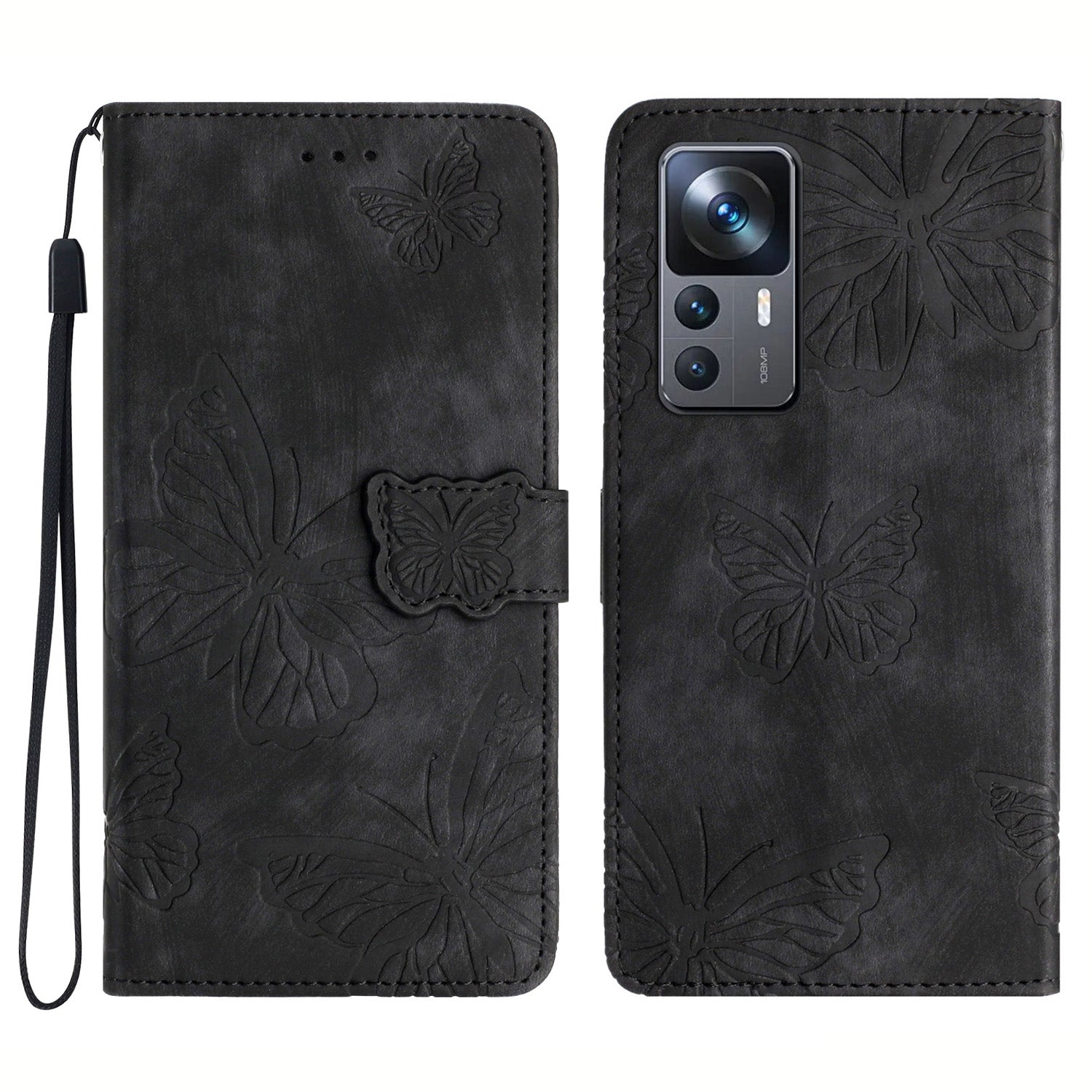 For Xiaomi 12T 5G / 12T Pro 5G / Redmi K50 Ultra 5G Leather Phone Cover Butterfly Imprinted Wallet Stand Case