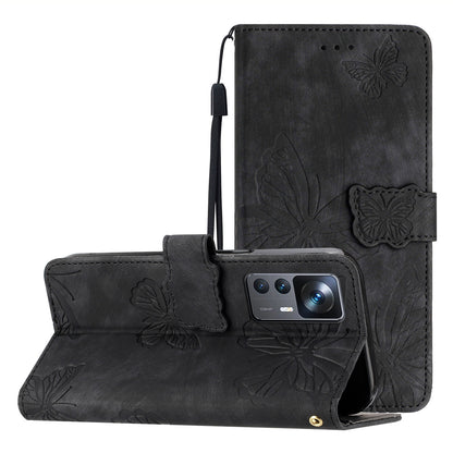 For Xiaomi 12T 5G / 12T Pro 5G / Redmi K50 Ultra 5G Leather Phone Cover Butterfly Imprinted Wallet Stand Case