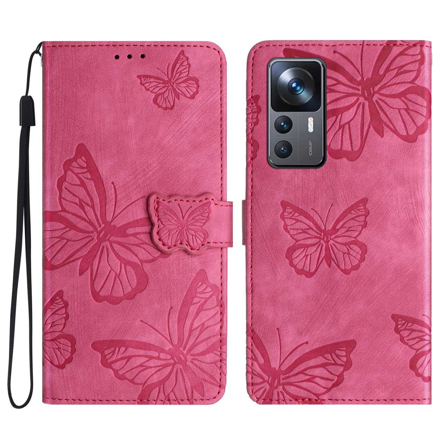 For Xiaomi 12T 5G / 12T Pro 5G / Redmi K50 Ultra 5G Leather Phone Cover Butterfly Imprinted Wallet Stand Case