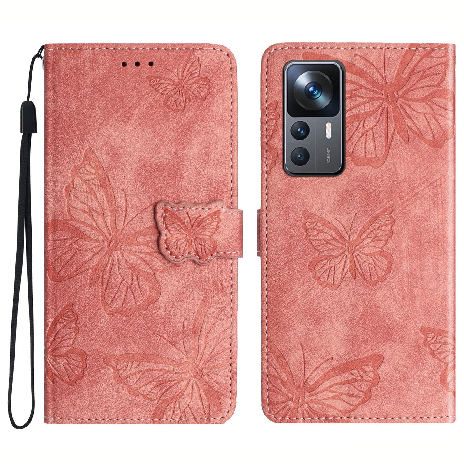 For Xiaomi 12T 5G / 12T Pro 5G / Redmi K50 Ultra 5G Leather Phone Cover Butterfly Imprinted Wallet Stand Case