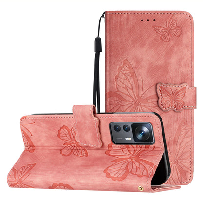 For Xiaomi 12T 5G / 12T Pro 5G / Redmi K50 Ultra 5G Leather Phone Cover Butterfly Imprinted Wallet Stand Case