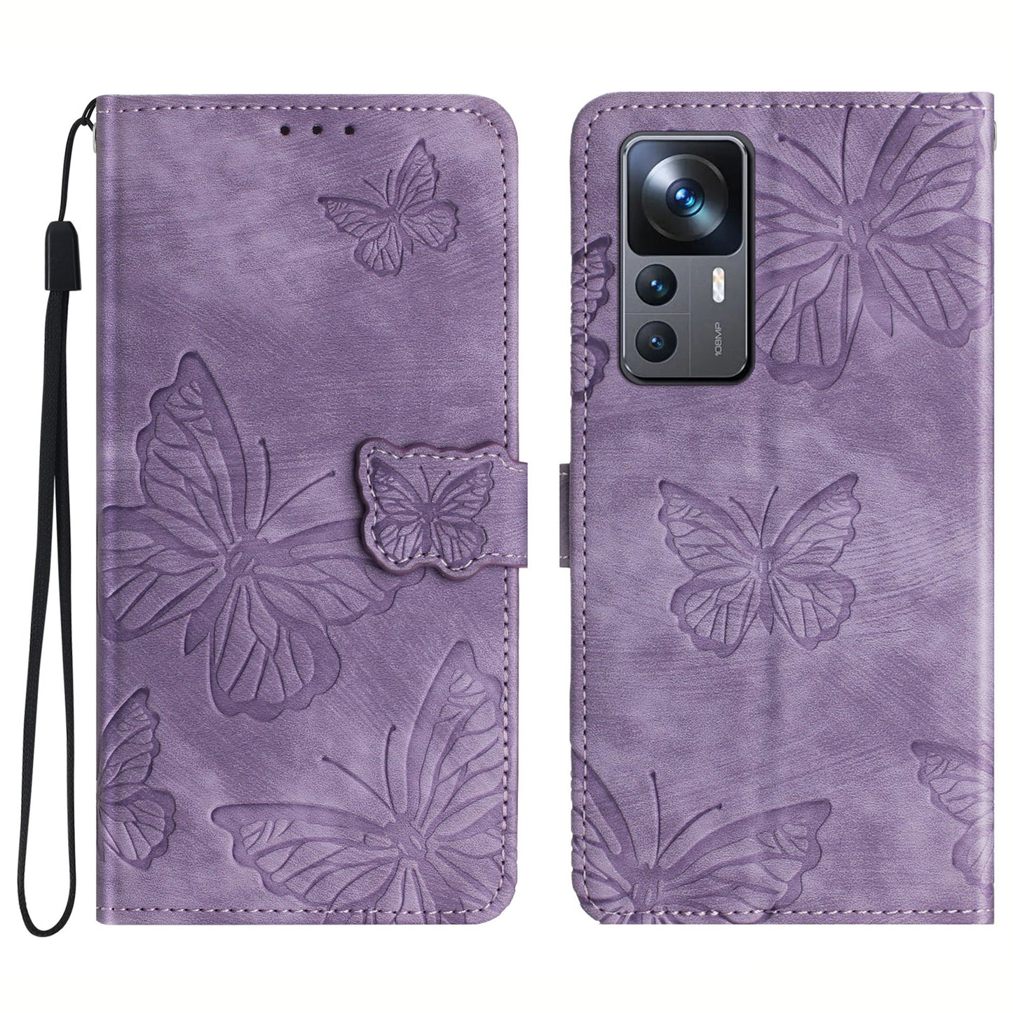 For Xiaomi 12T 5G / 12T Pro 5G / Redmi K50 Ultra 5G Leather Phone Cover Butterfly Imprinted Wallet Stand Case