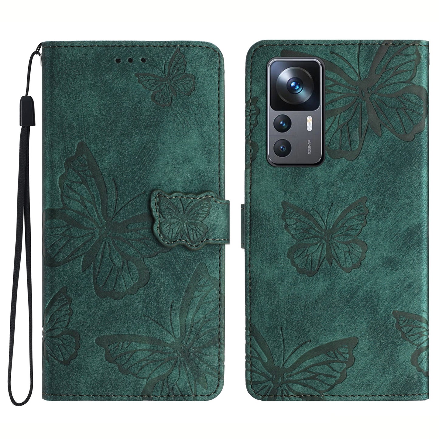 For Xiaomi 12T 5G / 12T Pro 5G / Redmi K50 Ultra 5G Leather Phone Cover Butterfly Imprinted Wallet Stand Case