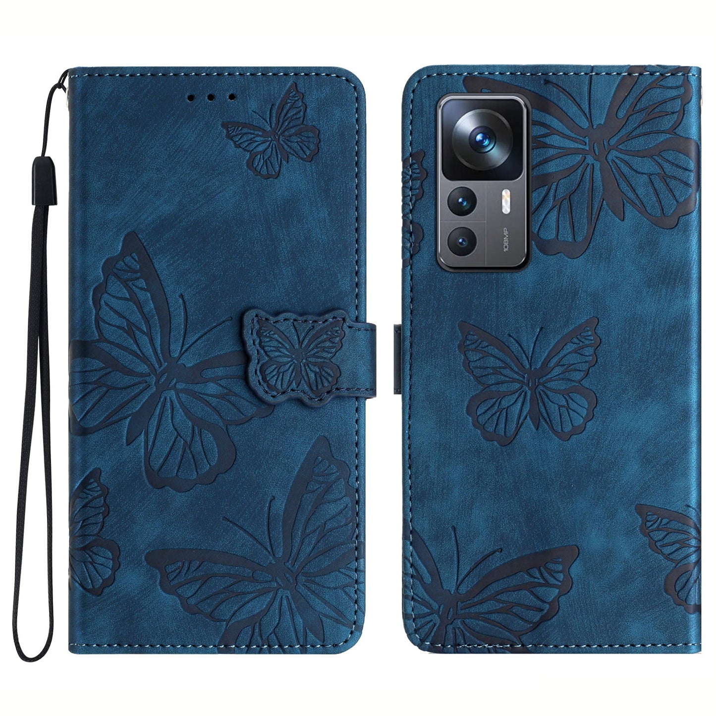 For Xiaomi 12T 5G / 12T Pro 5G / Redmi K50 Ultra 5G Leather Phone Cover Butterfly Imprinted Wallet Stand Case