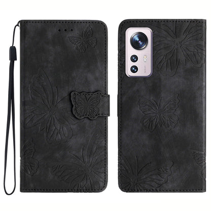 For Xiaomi 12 Pro 5G / 12S Pro 5G / 12 Pro (Dimensity) 5G Stand Phone Case PU Leather Butterfly Imprinted Wallet Cover