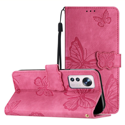 For Xiaomi 12 Pro 5G / 12S Pro 5G / 12 Pro (Dimensity) 5G Stand Phone Case PU Leather Butterfly Imprinted Wallet Cover