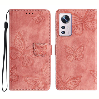 For Xiaomi 12 Pro 5G / 12S Pro 5G / 12 Pro (Dimensity) 5G Stand Phone Case PU Leather Butterfly Imprinted Wallet Cover