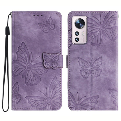 For Xiaomi 12 Pro 5G / 12S Pro 5G / 12 Pro (Dimensity) 5G Stand Phone Case PU Leather Butterfly Imprinted Wallet Cover