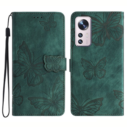 For Xiaomi 12 Pro 5G / 12S Pro 5G / 12 Pro (Dimensity) 5G Stand Phone Case PU Leather Butterfly Imprinted Wallet Cover