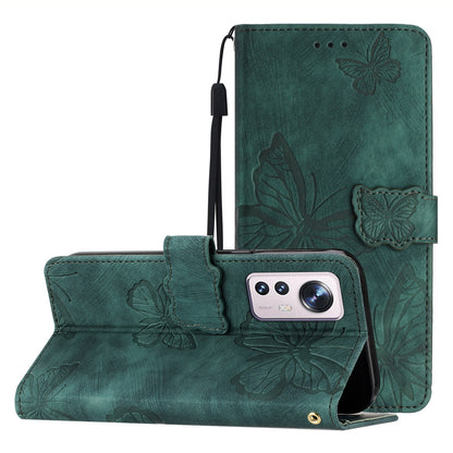For Xiaomi 12 Pro 5G / 12S Pro 5G / 12 Pro (Dimensity) 5G Stand Phone Case PU Leather Butterfly Imprinted Wallet Cover