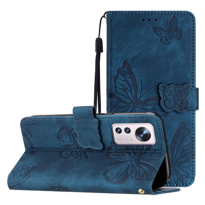 For Xiaomi 12 Pro 5G / 12S Pro 5G / 12 Pro (Dimensity) 5G Stand Phone Case PU Leather Butterfly Imprinted Wallet Cover