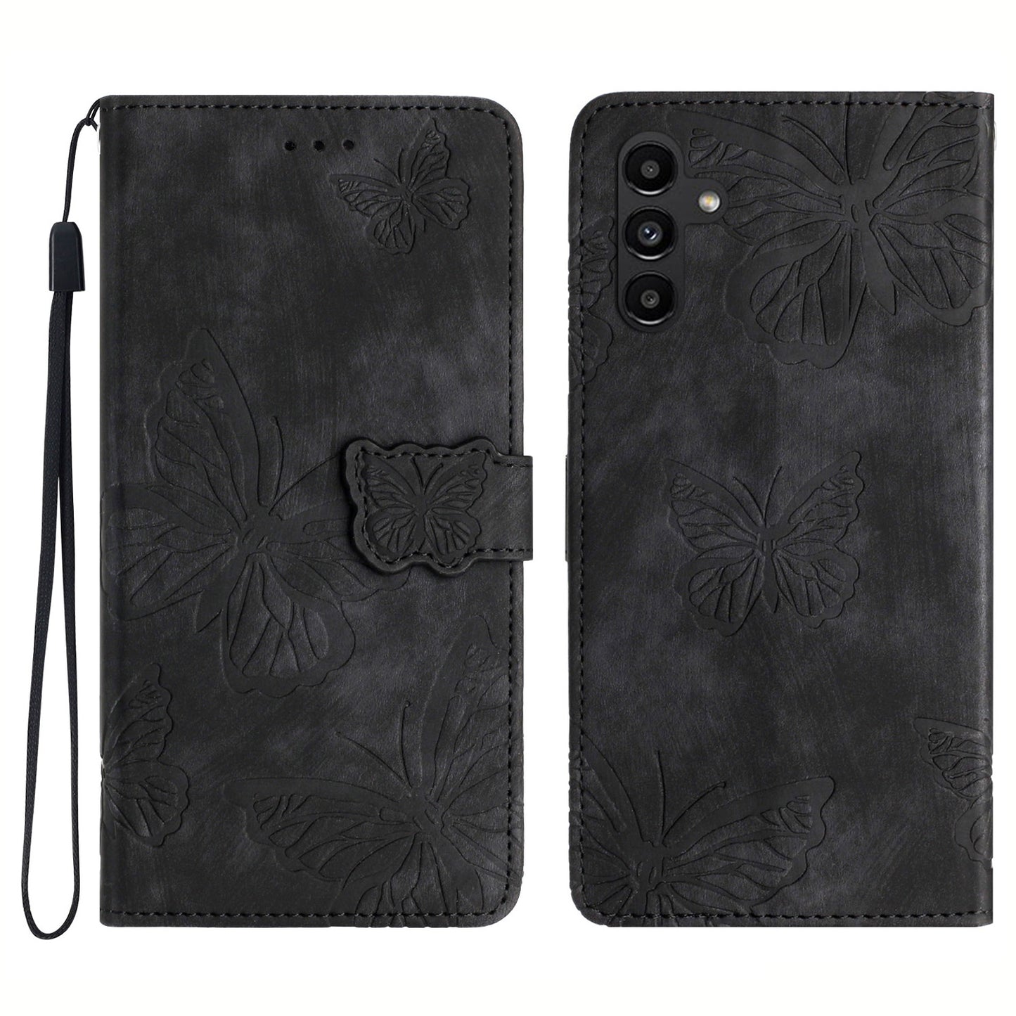 For Samsung Galaxy A54 5G Skin-touch Leather Stand Phone Case Butterfly Imprinted Wallet Cover