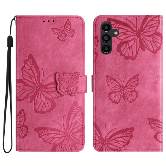 For Samsung Galaxy A54 5G Skin-touch Leather Stand Phone Case Butterfly Imprinted Wallet Cover