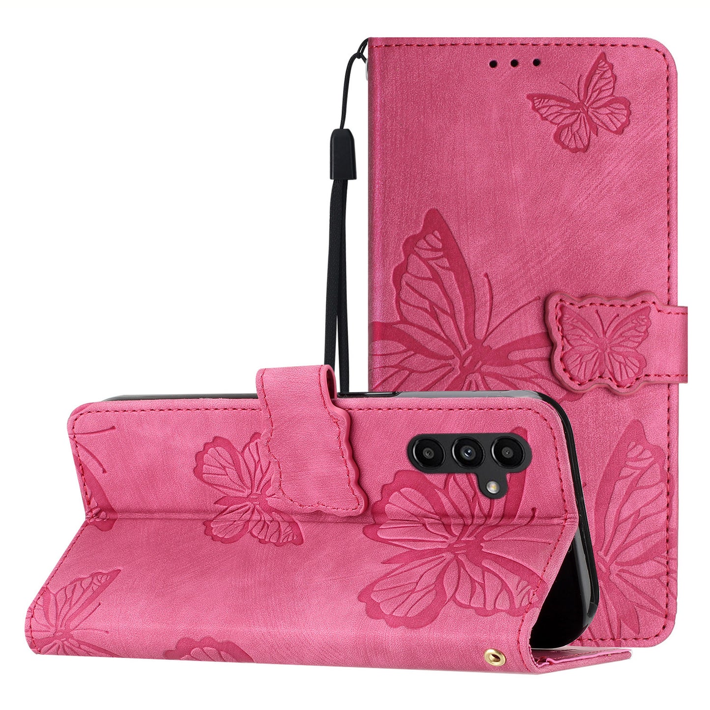 For Samsung Galaxy A54 5G Skin-touch Leather Stand Phone Case Butterfly Imprinted Wallet Cover