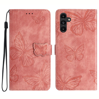 For Samsung Galaxy A54 5G Skin-touch Leather Stand Phone Case Butterfly Imprinted Wallet Cover