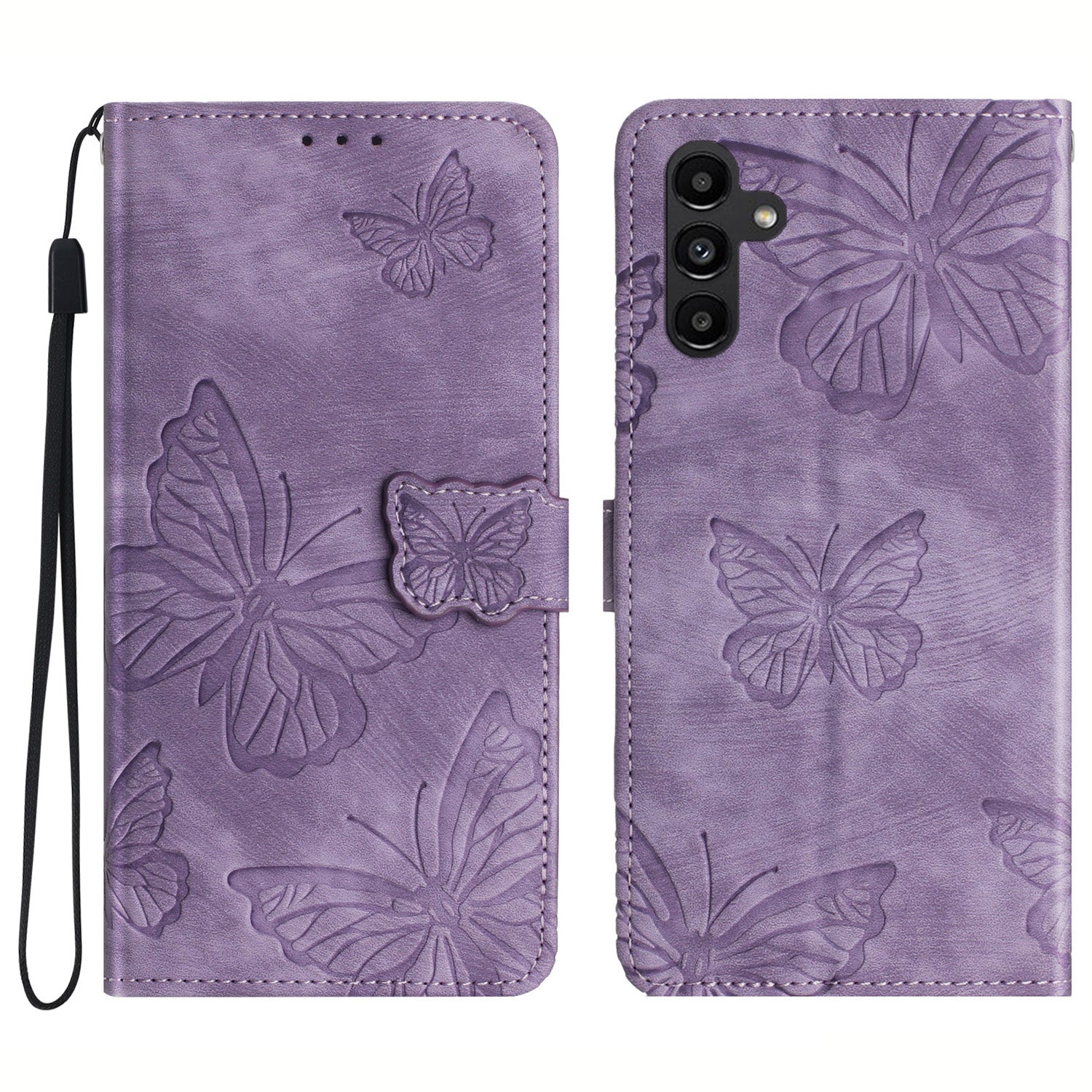 For Samsung Galaxy A54 5G Skin-touch Leather Stand Phone Case Butterfly Imprinted Wallet Cover