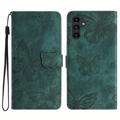 For Samsung Galaxy A54 5G Skin-touch Leather Stand Phone Case Butterfly Imprinted Wallet Cover