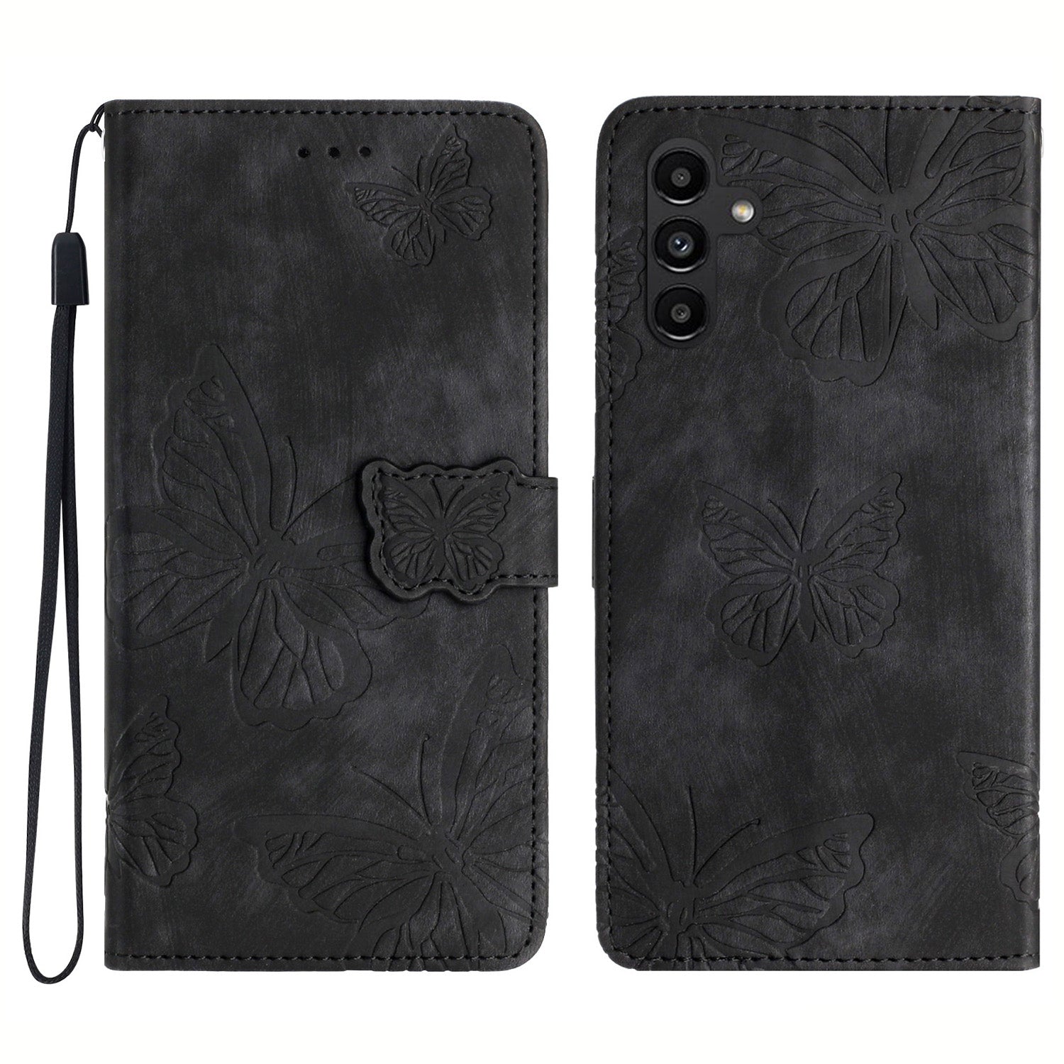 For Samsung Galaxy A34 5G Stand Wallet Phone Cover PU Leather Skin-touch Butterfly Imprinted Case