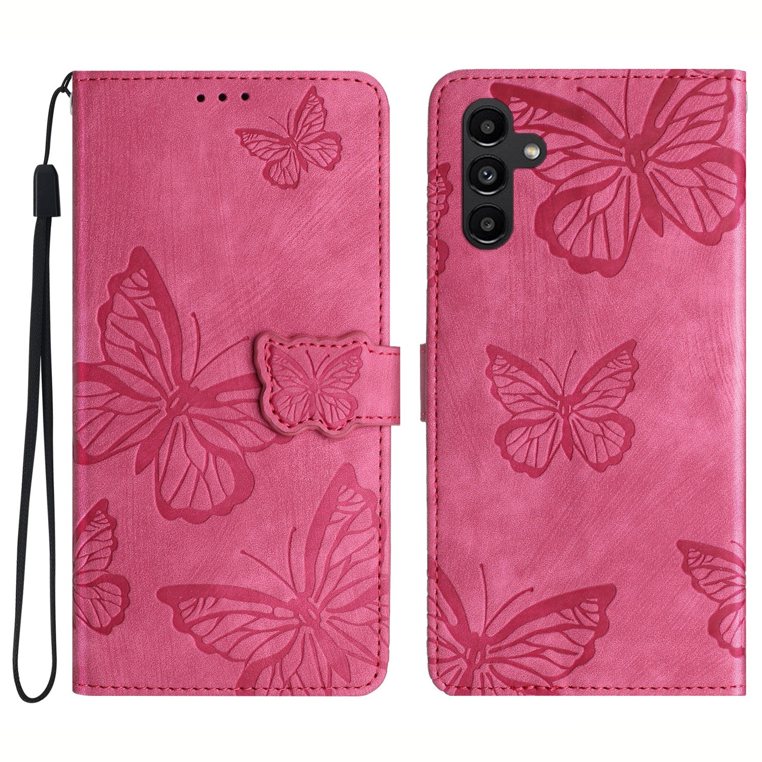 For Samsung Galaxy A34 5G Stand Wallet Phone Cover PU Leather Skin-touch Butterfly Imprinted Case