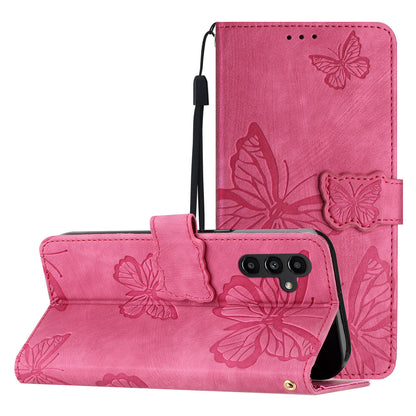 For Samsung Galaxy A34 5G Stand Wallet Phone Cover PU Leather Skin-touch Butterfly Imprinted Case