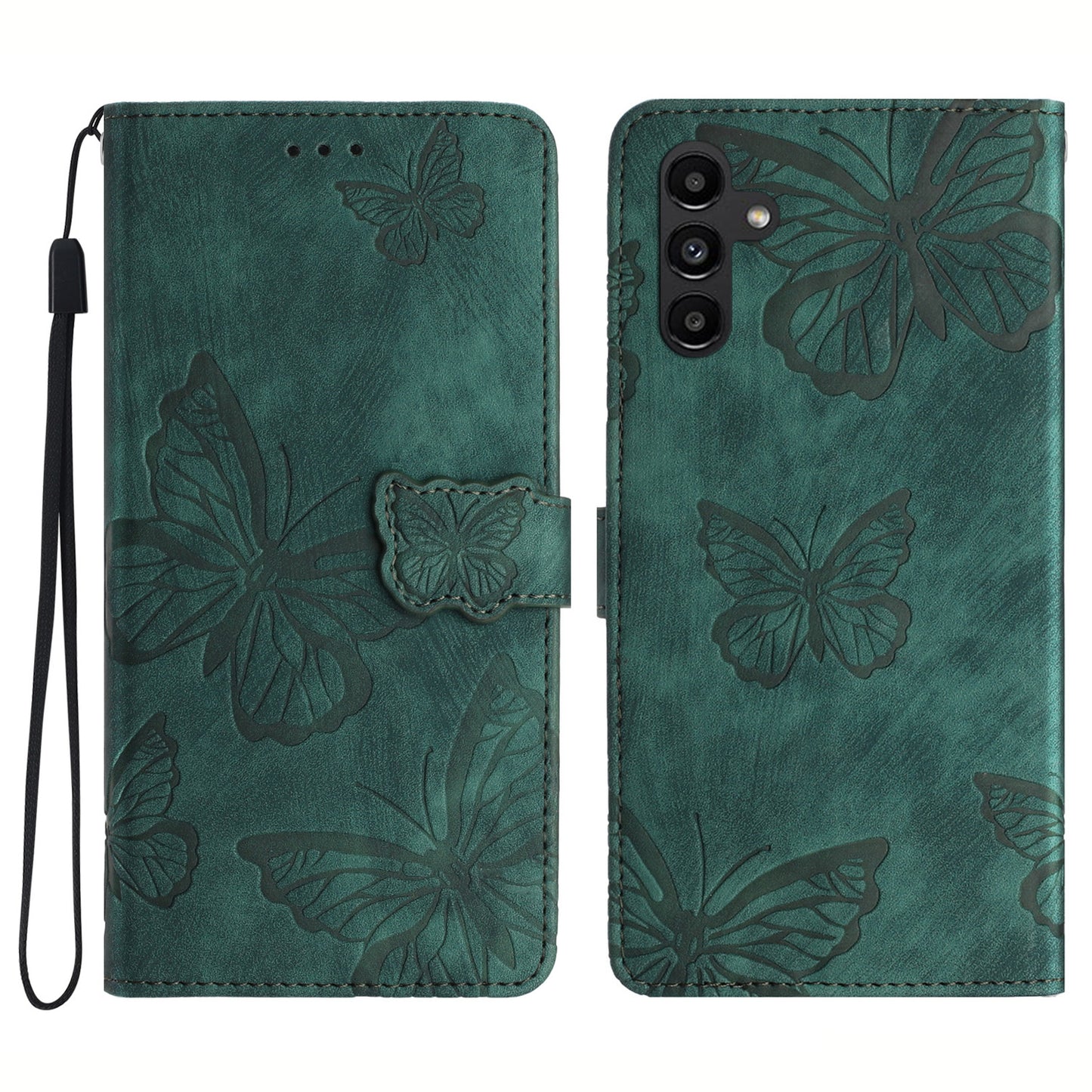 For Samsung Galaxy A34 5G Stand Wallet Phone Cover PU Leather Skin-touch Butterfly Imprinted Case