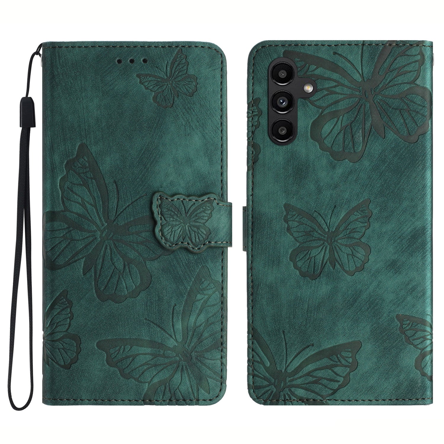 For Samsung Galaxy A34 5G Stand Wallet Phone Cover PU Leather Skin-touch Butterfly Imprinted Case