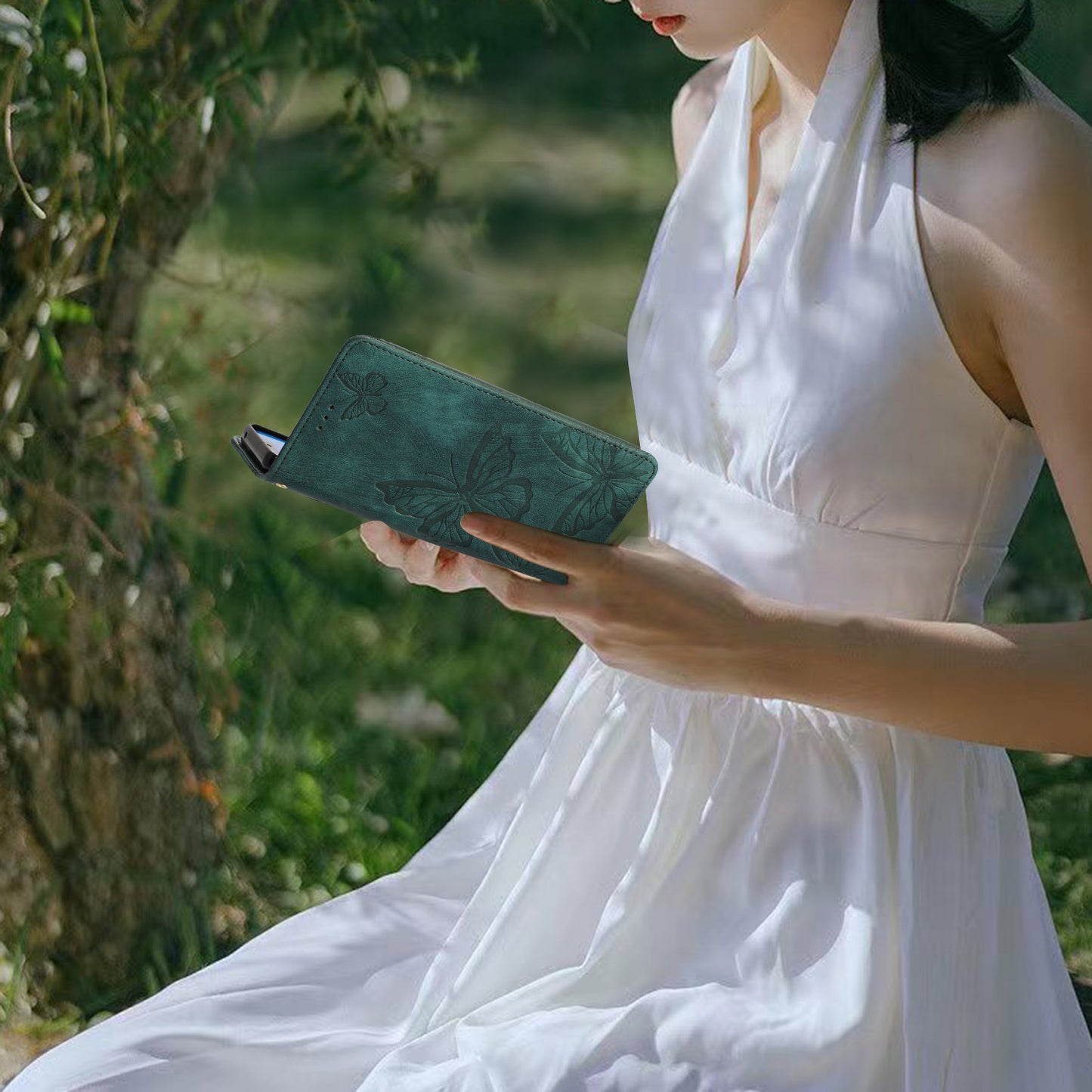 For Samsung Galaxy A34 5G Stand Wallet Phone Cover PU Leather Skin-touch Butterfly Imprinted Case