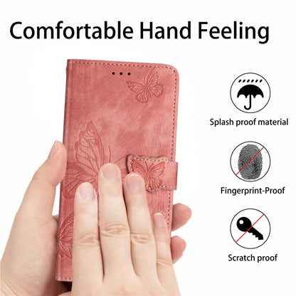For Samsung Galaxy S22 5G Wallet Phone Case Skin-Touch Leather Cover Butterfly Imprinted Stand Phone Shell