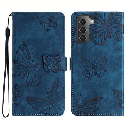 For Samsung Galaxy S22 5G Wallet Phone Case Skin-Touch Leather Cover Butterfly Imprinted Stand Phone Shell