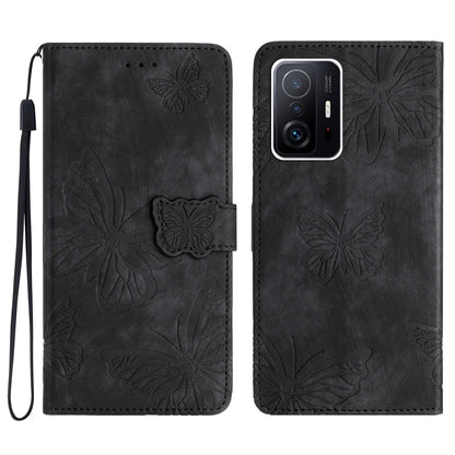 For Xiaomi 11T 5G / 11T Pro 5G Protective Case Butterfly Imprinted Leather Flip Cover Skin-Touch Wallet Phone Case