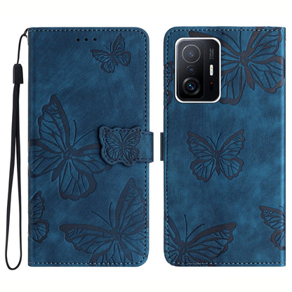 For Xiaomi 11T 5G / 11T Pro 5G Protective Case Butterfly Imprinted Leather Flip Cover Skin-Touch Wallet Phone Case