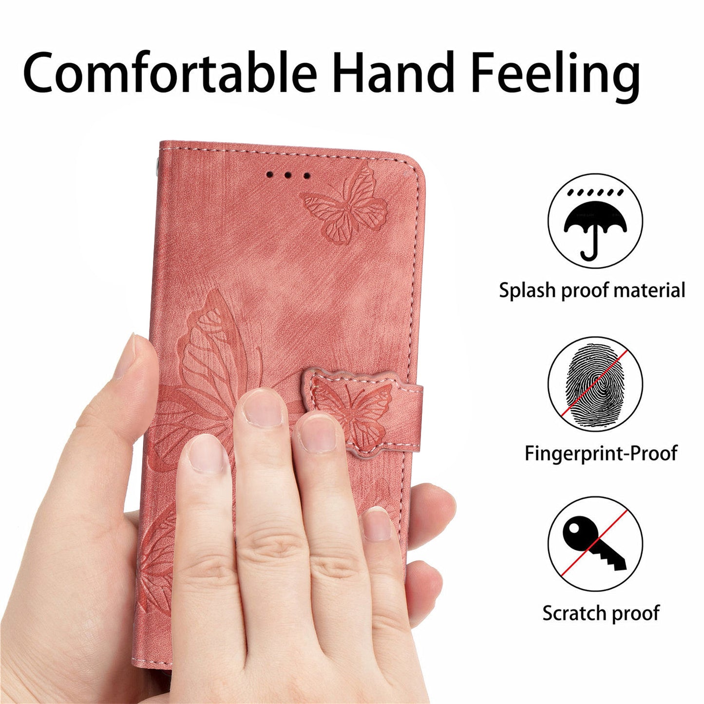 For Samsung Galaxy S22 Ultra 5G Shockproof Case Butterfly Imprinted Leather Wallet Case Skin-Touch Phone Cover