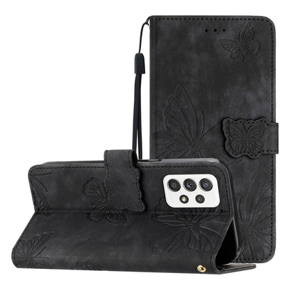 For Samsung Galaxy A23 5G (Global Version) Protective Leather Case Butterfly Imprinted Skin-Touch Phone Cover with Wallet