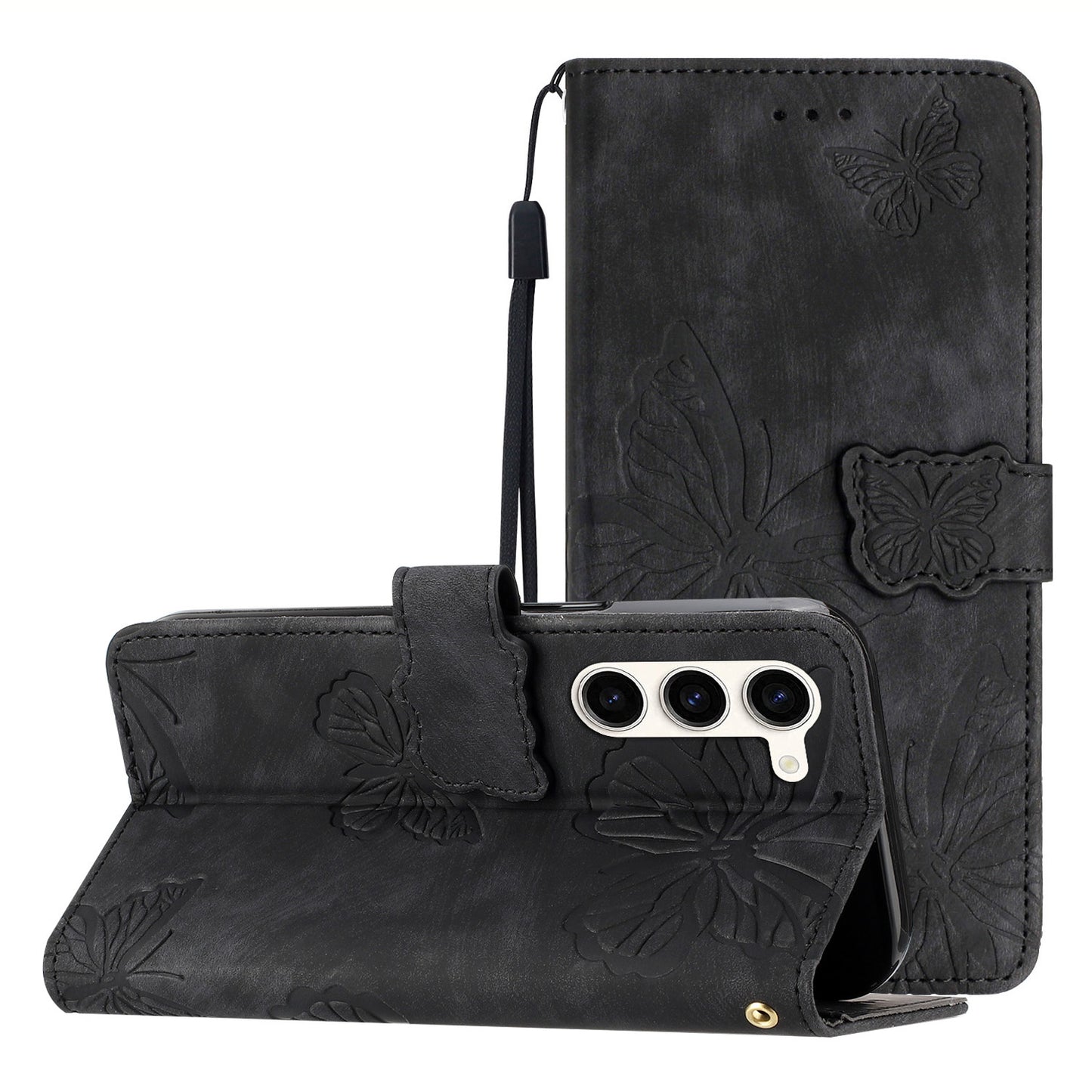 For Samsung Galaxy S23 Protective Leather Case Butterfly Imprinted Skin-Touch Phone Cover with Wallet