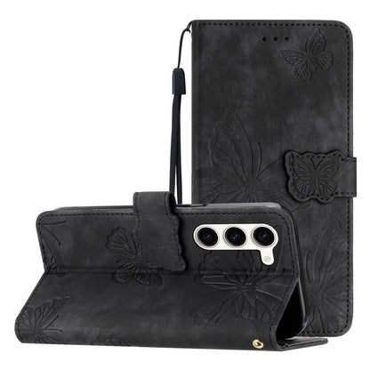 For Samsung Galaxy S23 Protective Leather Case Butterfly Imprinted Skin-Touch Phone Cover with Wallet