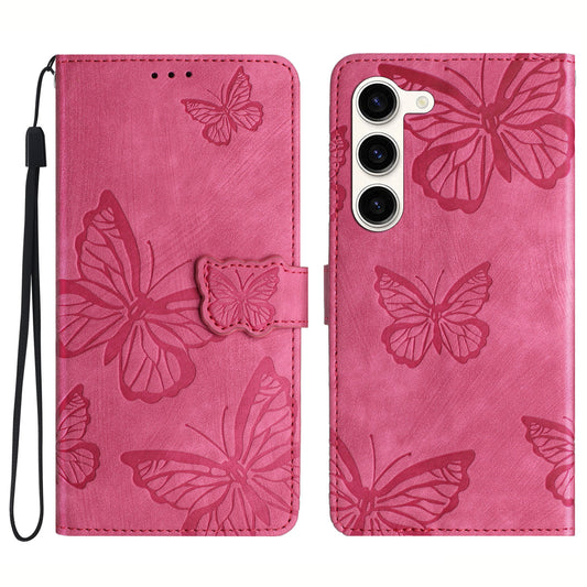 For Samsung Galaxy S23 Protective Leather Case Butterfly Imprinted Skin-Touch Phone Cover with Wallet