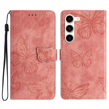 For Samsung Galaxy S23 Protective Leather Case Butterfly Imprinted Skin-Touch Phone Cover with Wallet