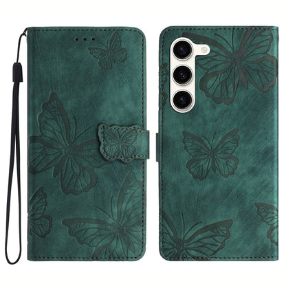 For Samsung Galaxy S23 Protective Leather Case Butterfly Imprinted Skin-Touch Phone Cover with Wallet