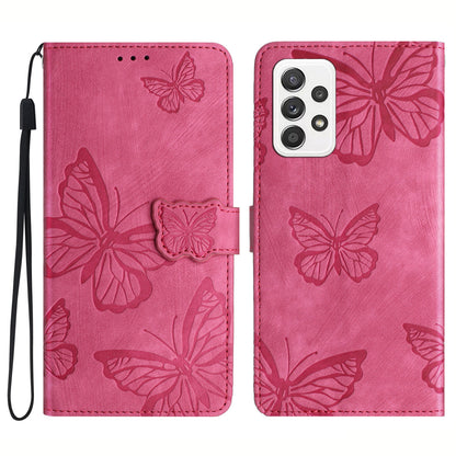 For Samsung Galaxy A33 5G Skin-Touch Phone Case Butterfly Imprinted Protective Leather Wallet Phone Cover