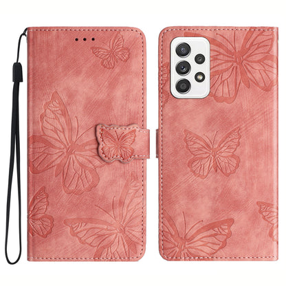 For Samsung Galaxy A33 5G Skin-Touch Phone Case Butterfly Imprinted Protective Leather Wallet Phone Cover