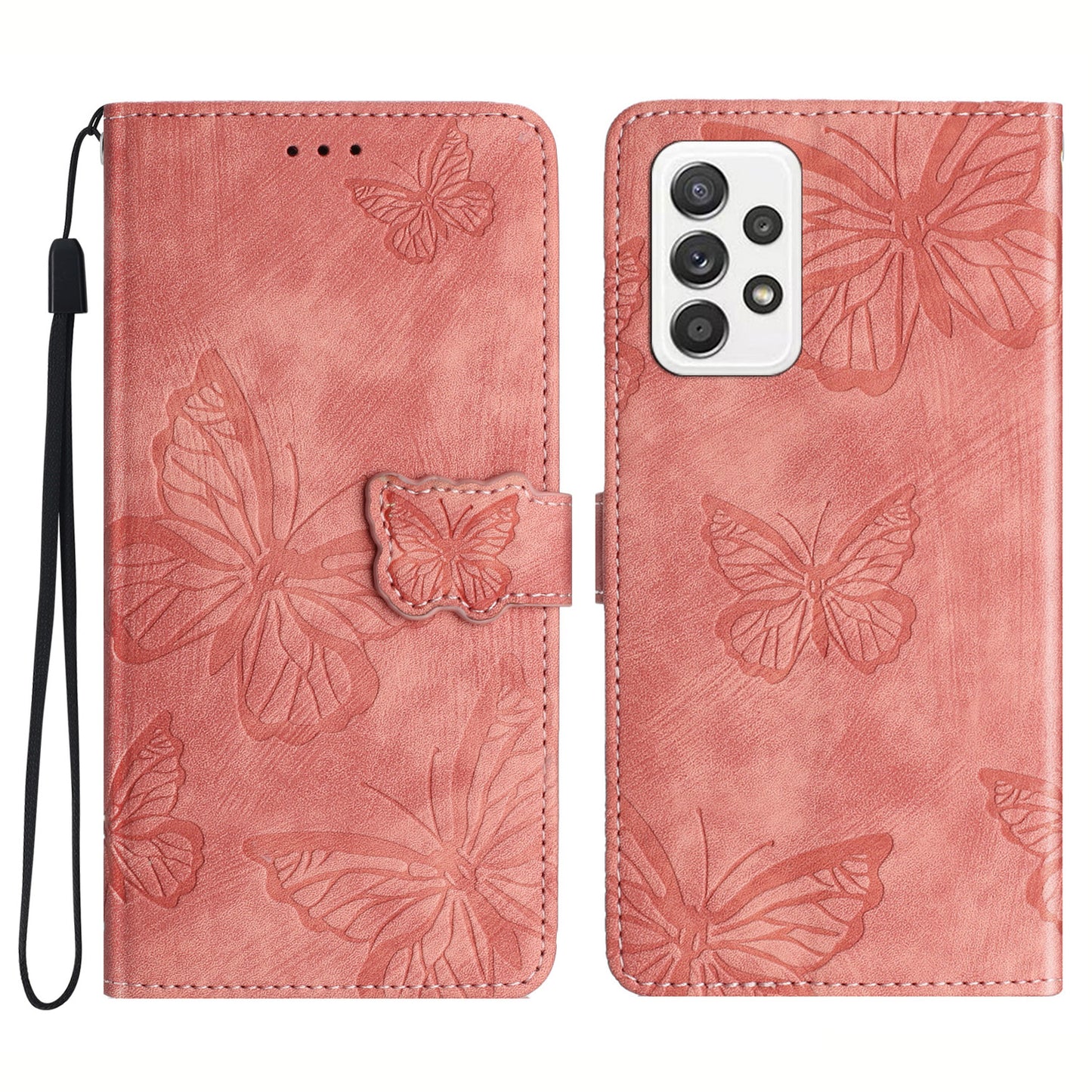 For Samsung Galaxy A53 5G Protective Case Butterfly Imprinted Skin-Touch Leather Phone Cover with Wallet