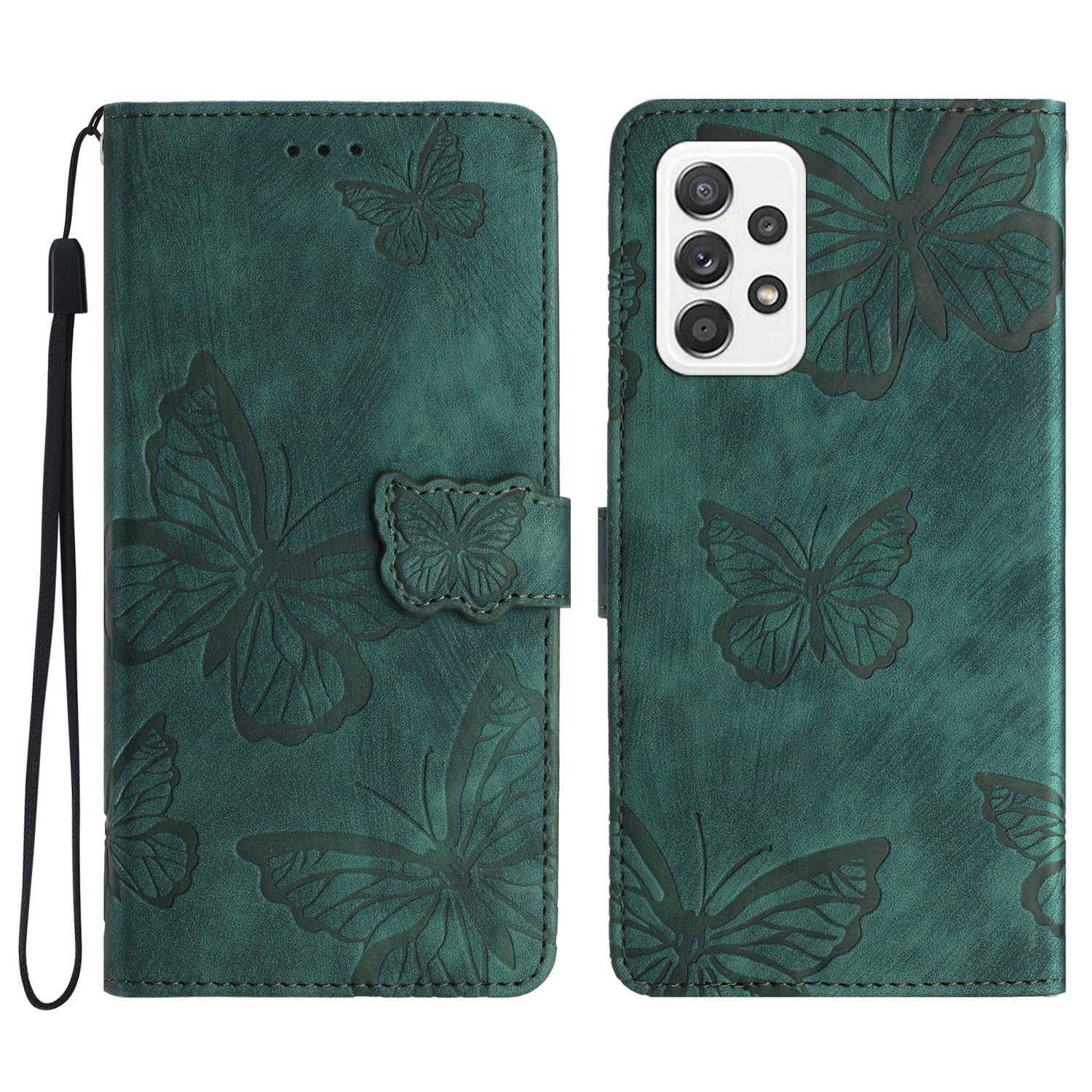For Samsung Galaxy A53 5G Protective Case Butterfly Imprinted Skin-Touch Leather Phone Cover with Wallet