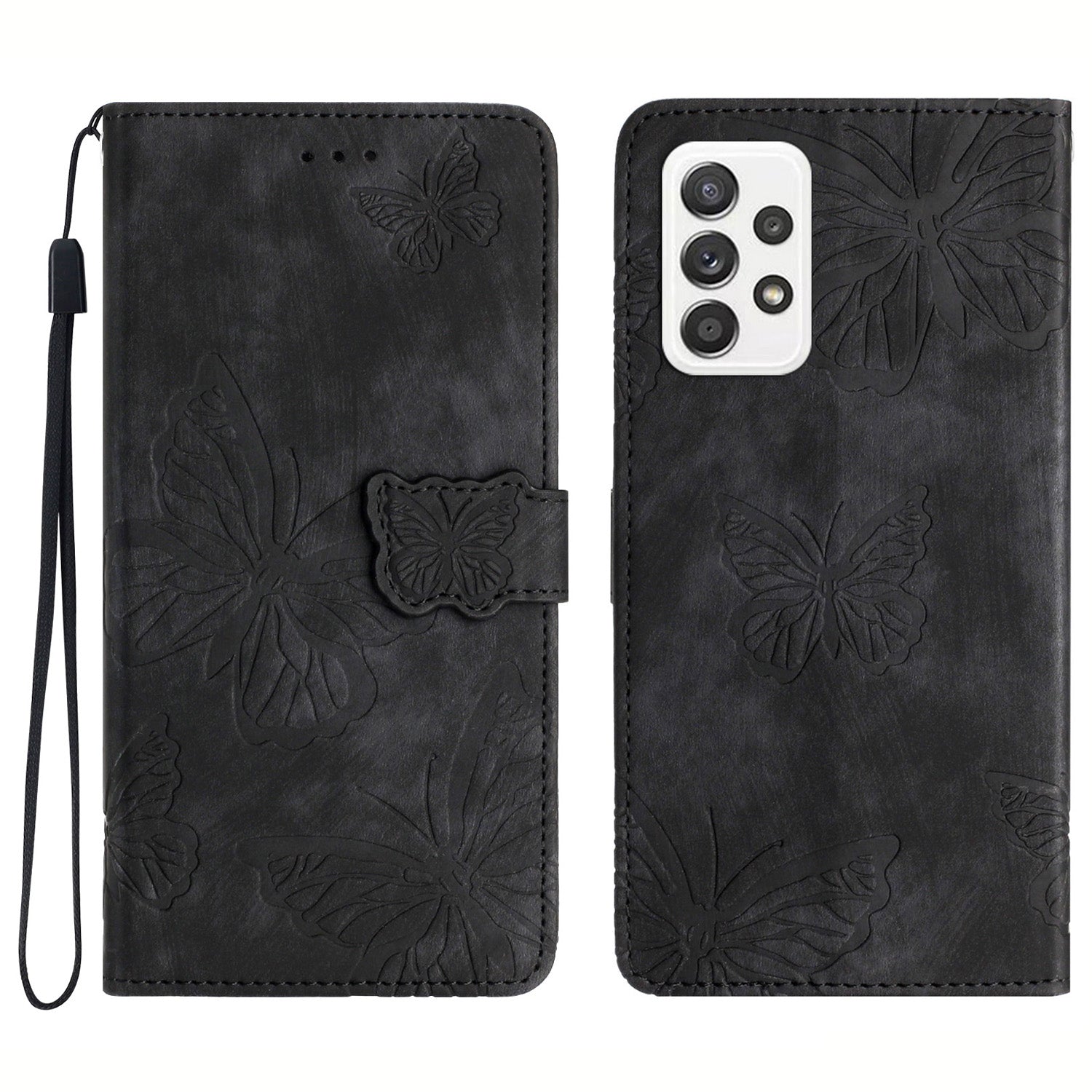 For Samsung Galaxy A73 5G Butterfly Imprinted Wallet Phone Case Skin-Touch Leather Flip Cover