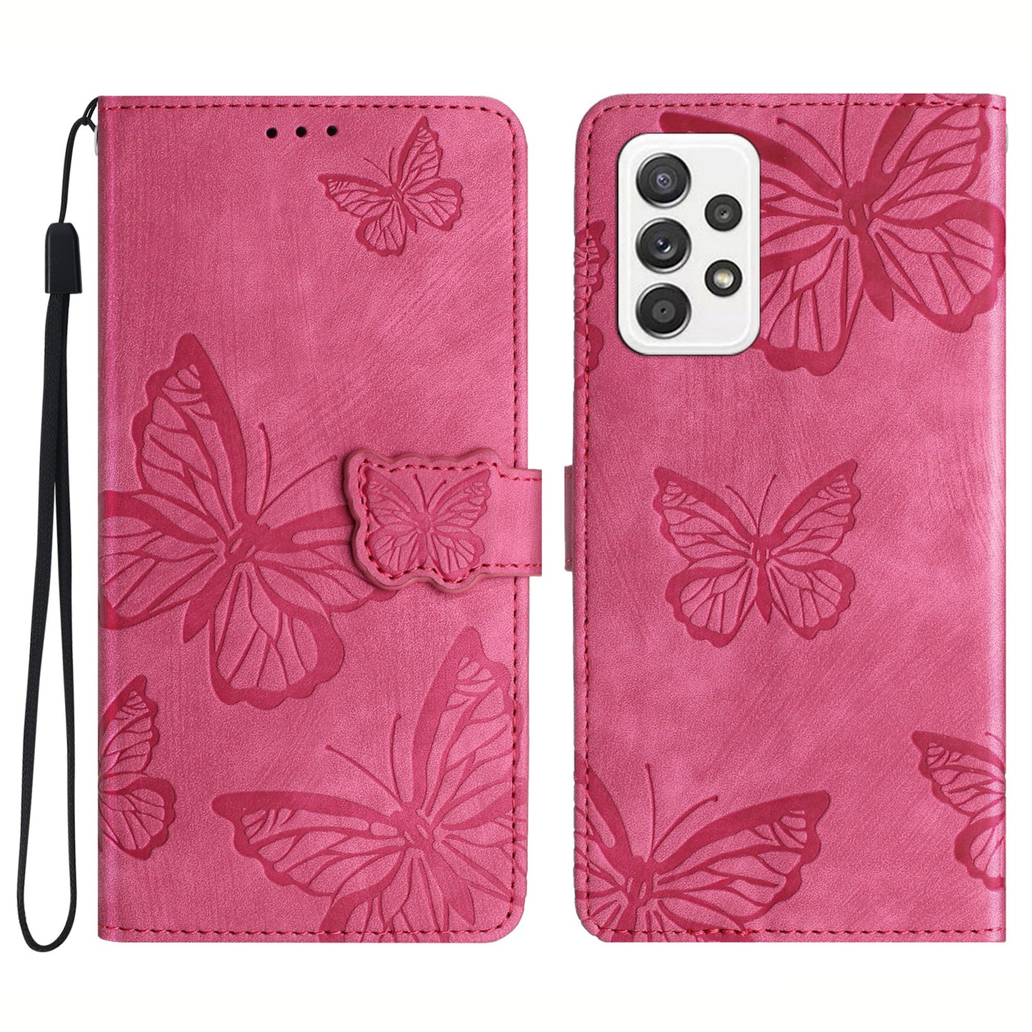 For Samsung Galaxy A73 5G Butterfly Imprinted Wallet Phone Case Skin-Touch Leather Flip Cover
