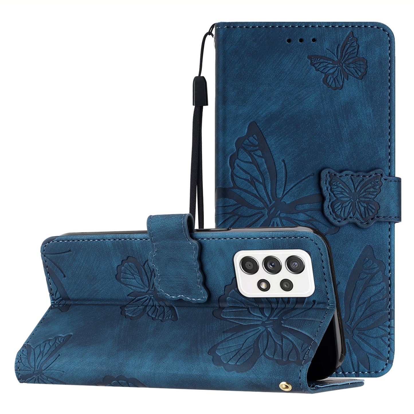 For Samsung Galaxy A73 5G Butterfly Imprinted Wallet Phone Case Skin-Touch Leather Flip Cover