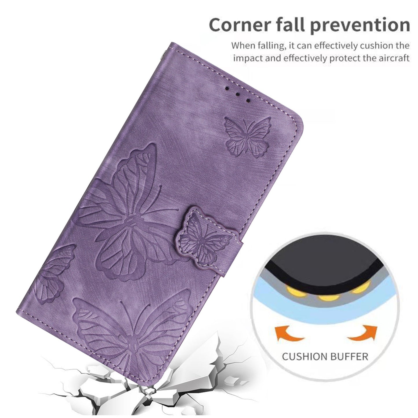 For Samsung Galaxy A32 5G / M32 5G Skin-touch PU Leather Wallet Case Butterfly Imprinted Phone Cover with Stand
